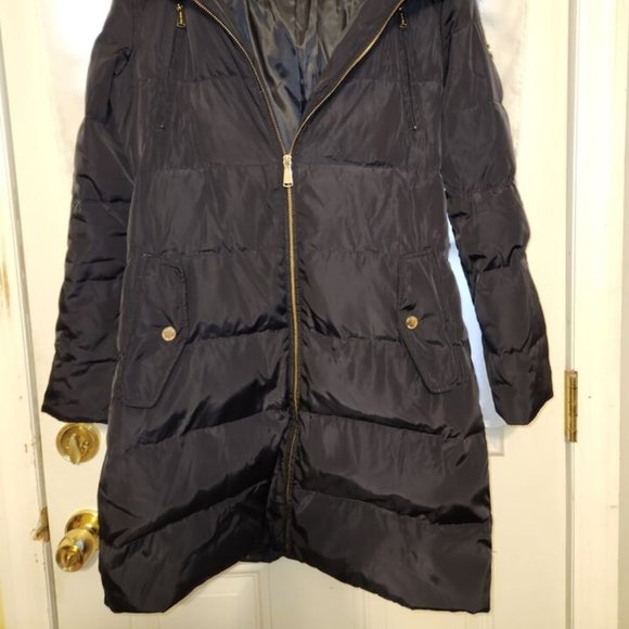 Michael Kors Faux Fur Trim Hooded Quilted Down Puffer Coat Women's Small Black - Picture 5 of 9
